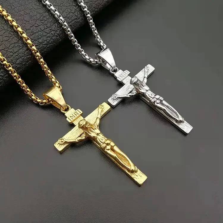 XINCUIYU Stainless steel Jesus Cross Pearl Strand Necklace Lucky Man & Woman Jewelry, Fashion Accessories, Queue & Beach Daily Wear, Beautiful Birthda