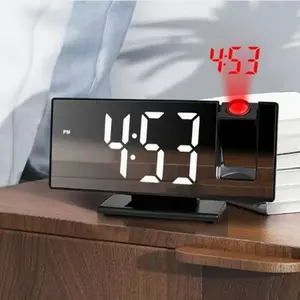 USB Powered Digital Projection Alarm Clock, Multifunctional LED Display Clock with Temperature Display, Desktop Clock for Home Office, Decor, USB Powered Clocks