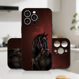 Anti-Drop Protective Soft Case for iPhone Models, Creative Design Background Horse Pattern, Compatible with Multiple Iphones