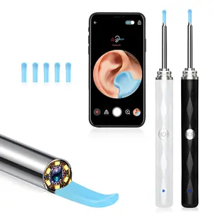 Ear Wax Removal Set with Wireless Smart Ear Camera and Light, Wireless Ear Cleaner with 5 Spoons and App Guide for iOS/Android - Ear Hygiene Care, Ideal Gift for Adults and Teens(Valentine's Day/Holiday/Birthday Gift)