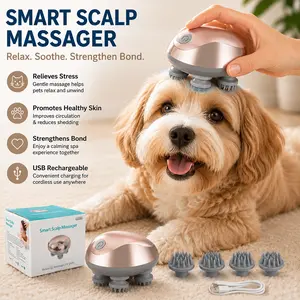 Dual-Purpose Pet & Human Silicone Massage Brush, 3-Speed 96 Soft Nodes, USB Rechargeable Waterproof Handheld for Dogs/Cats Relaxing & Daily Stress Relief