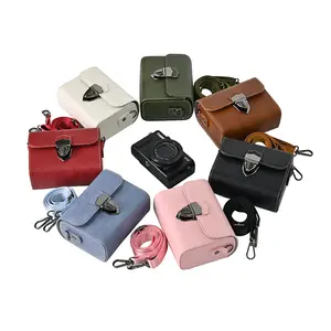 Retro Litchi PU Leather Camera Bag Case for Sony ZV1 ZV1F ZV1M2 RX100 HX90 HX80 WX350 W800 WX500 W810 W830 WX220 WX700 Strap