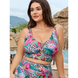BLOOMCHIC Plus Size Floral Vibrance Cut-Out Bikini Top [M-6X]2026 Summer Vibes Swimweek