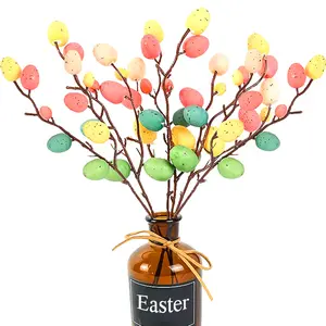 1-3Pcs Easter Egg Tree Branch Colorful Foam Egg Flower Fake Plant DIY Decoration Wedding Festival Easter Party Home Vase Decor Decorating Ornaments