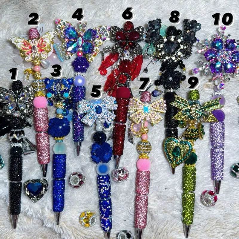 Cute Butterfly and Moon Pens with Sparkling Beads and Rhinestones