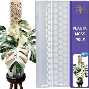 4 count 17 Inch Plastic Moss Pole for  Monstera,Designed Specifically for Climbing , Stackable  Support for Indoor