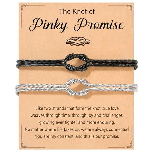 2pcs Matching Couples Bracelets Love Knot Relationship Jewelry Christmas Birthday Anniversary Couples Gifts for Him Her Boyfriend Girlfriend