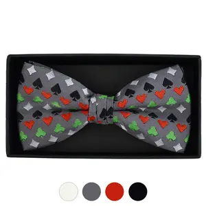 Men's Poker Card Suits Pattern Banded Bow Tie