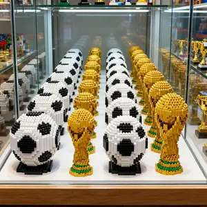 World Cup Football Building Block Model Monument, Creative God Cup Collection Display Piece, Soccer Memorabilia Decoration, Collectible Design, Crafts, Plastic