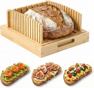 10.5" Bamboo Bread Slicer for Homemade Sourdough Bread - Slicing Guide with Crumb Catcher & Stable Mortise-Tenon Structure