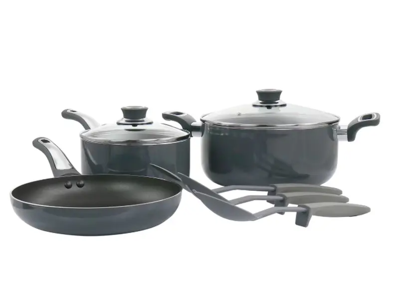 Oster Legacy 8 Piece Aluminum Nonstick Cookware Set in Gray