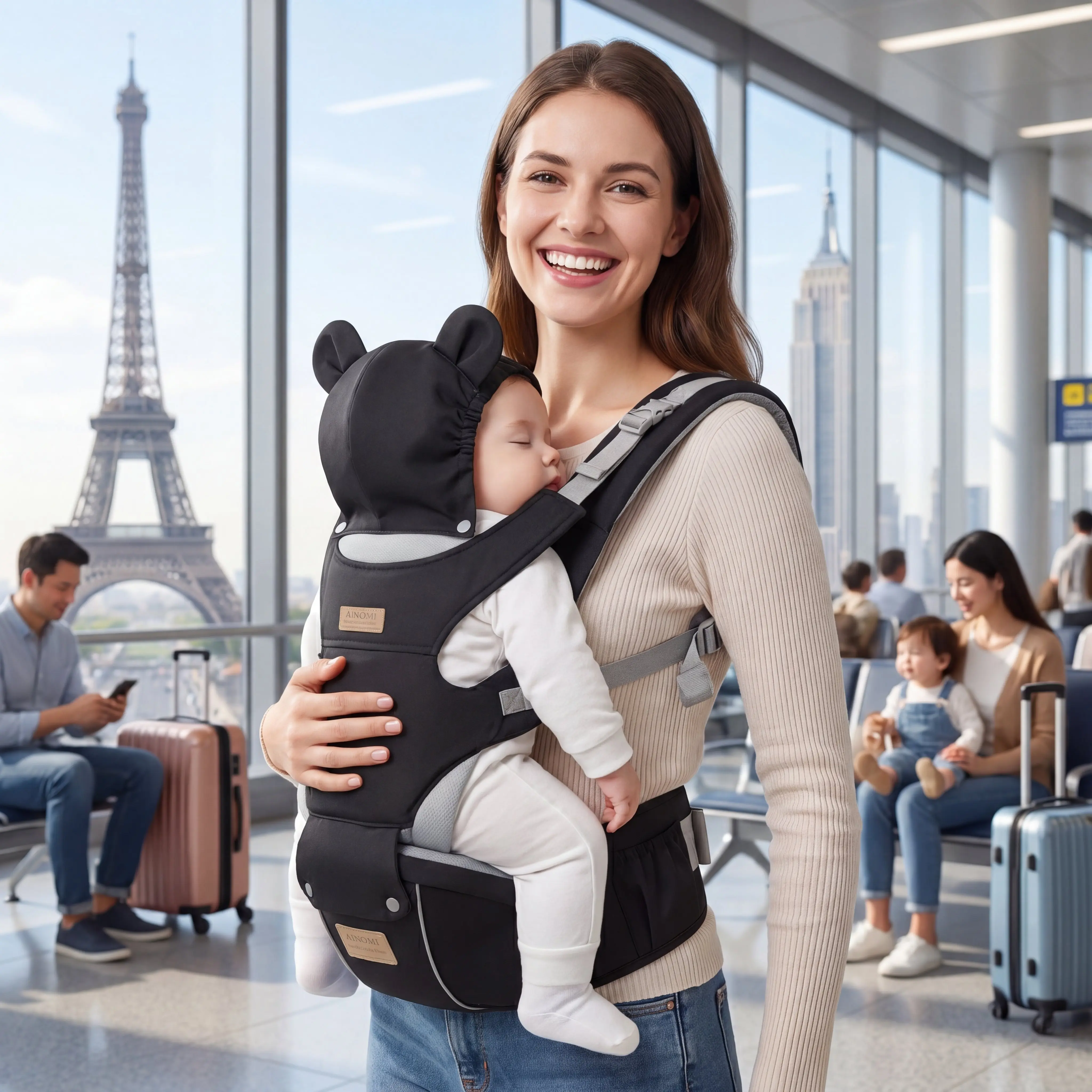 Baby Carrier front facing baby carrier AdjustableLightweight SlingCarrier Ergonomic Multi-PositionBaby Carrier carrier baby harness Suitable for allseasons and all positions, hip carrier,breastfeedingbaby hip carrier fit newborn multifunctional mother day