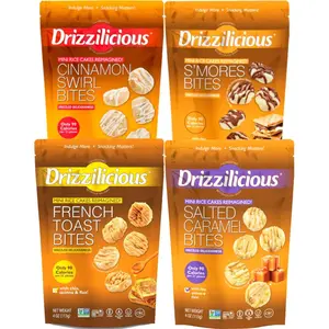 Drizzilicious Dessert Rice Cakes 4-Pack – S’mores, Cinnamon Swirl, French Toast & Salted Caramel – 90 Calorie Sweet Snack
