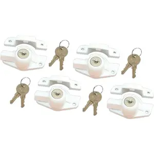 QCAA Keyed Sash Lock, Child-Security, Only Unlock with Key, CTC 1.77", White, 4 Pack, Taiwan