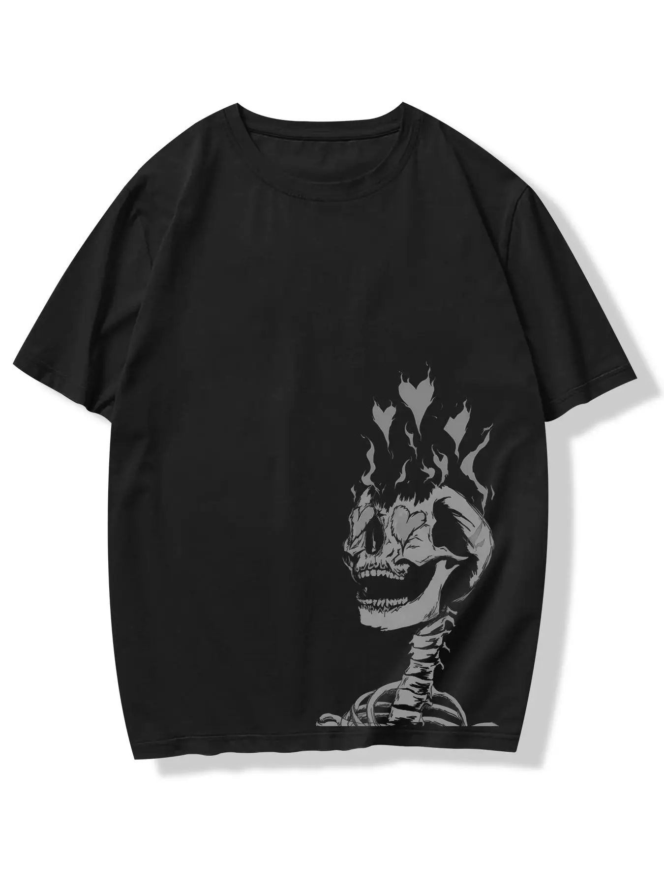 Emo Outfits Men's Graphic Print Round Neck Drop Shoulder Tee, Regular Fit Casual Short Sleeve T-shirt, Going Out Outfit, Please Purchase A Size Up