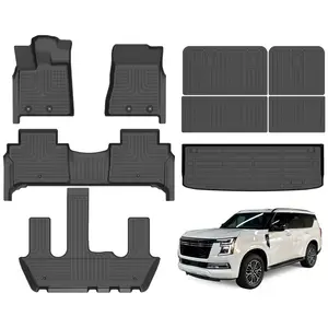 DEPITUU For Nissan Armada & Infiniti QX80 2025-2026 Floor Floor Mats & Cargo Liner & Seatback Cargo Set(7 Seats, Not Fit 8 Seats)All Weather TPE Car Full Set Floor Liners Custom Accessories-Black,car stuff,car essentials,car mats accessories,Easy to Clean