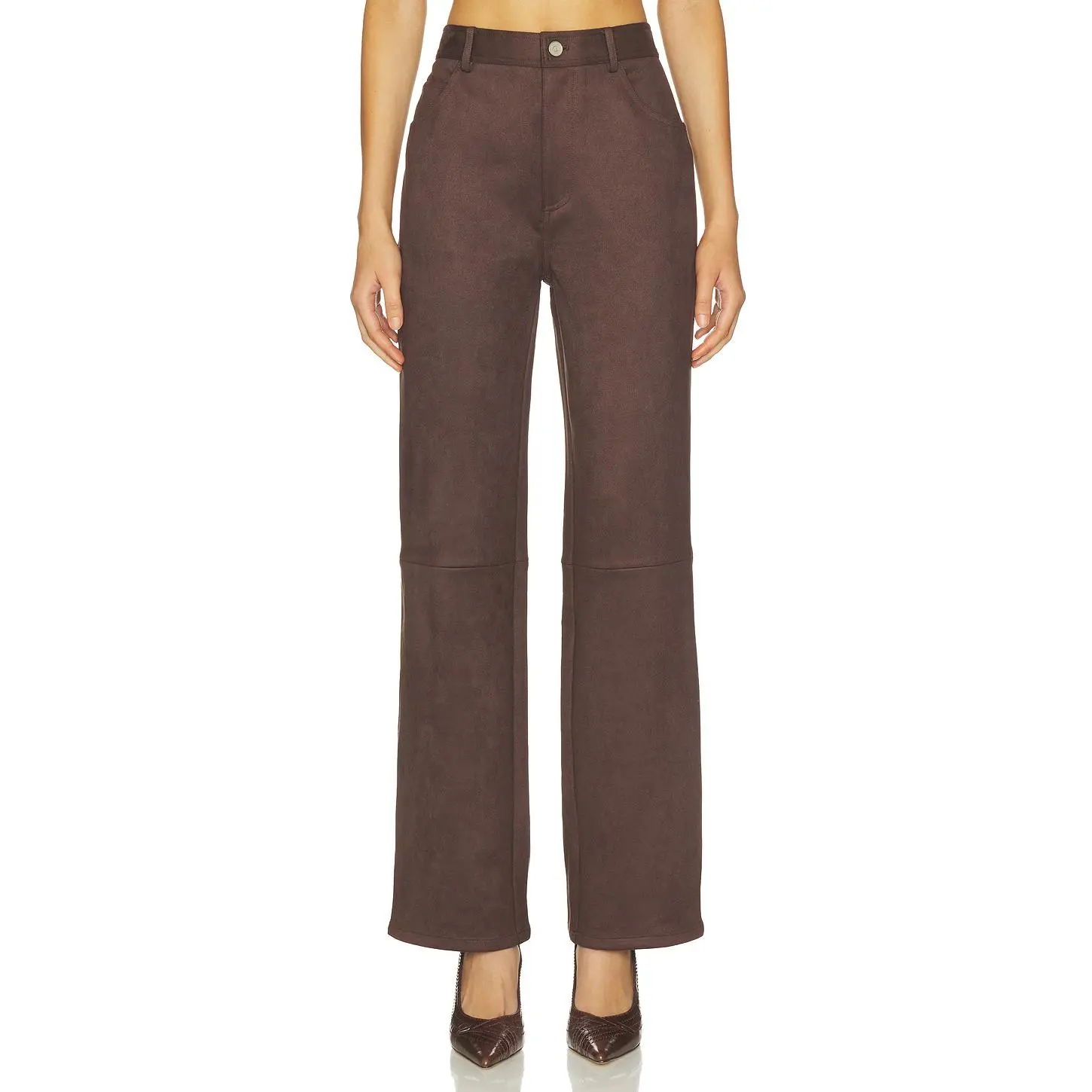 Elodie the Label Etienne Faux Suede Pant in Chocolate Fondant