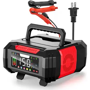 15A Battery Charger, Trickle Charger 12V/24V Car Battery Charger 9-Stage Smart LiFePO4 Charger Battery Maintainer w/Overcharge Protection Pulse Repair for Restorer Kit Truck jump starter car kit2026