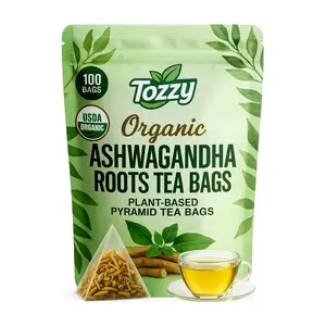 Organic Ashwagandha Tea - Mood and Energy Support – 100 Count | Plant-Based Pyramid Tea Bags