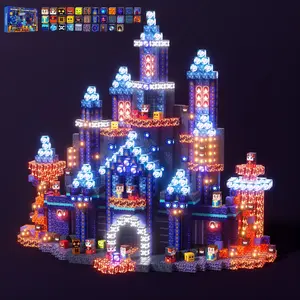 Glowing Dream Blue Castle Magnetic Blocks Toy Set, Creative Building Blocks, Interactive Play, Boys Gift, Stem Development, Unisex, Creative Playset, Perfect Winter Educational Gift, Ages 3-14