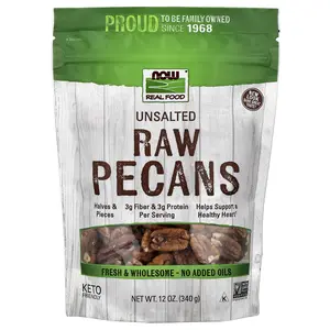 NOW Foods Real Food, Raw Pecans, Unsalted, 12 oz (340 g)