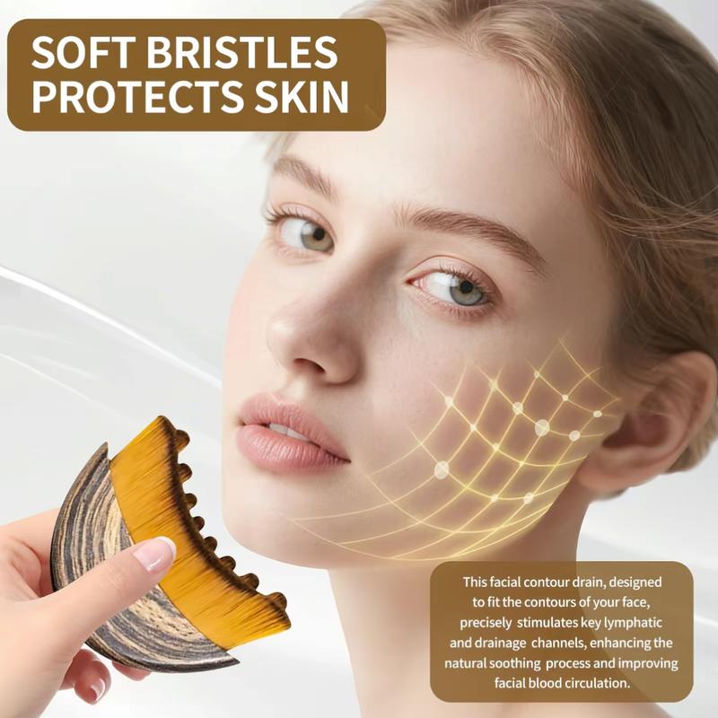 (Buy one, get one free)Lymphatic Contour Face Brush for Jawline & Chin Sculpting – Dry Brushing Massager for Lymphatic Drainage & Facial Fatigue Relief,  Ergonomically Designed to Fit The Skin Precisely beauty roller daily guasha massage Smooth