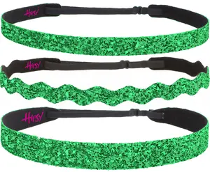 3-Pack Hipsy Mixed Green Bling Glitter Headbands
