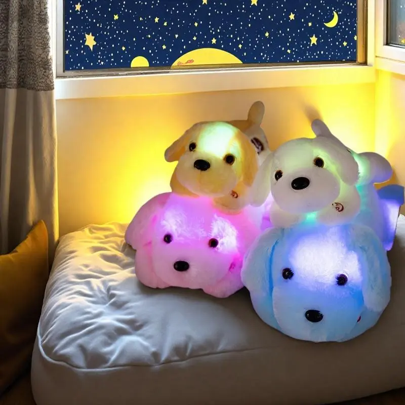 Cute Dog Plush with Night Light, Cute Animal Design, 1 Count Color Changing Pet Plush Toy, Pet Plush Toy with LED Light, Soft Adorable Stuffed Cuddly Gift, Stuffed Animal Gift, Birthday Gift for Boys & Girls, Soft Stuffed Animals