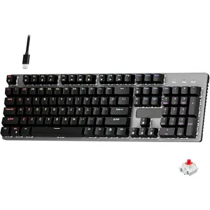 GM325Pro Mechanical Keyboard,104  Rainbow LED Backlit Wired Gaming Keyboards,Hot-Swap Metal Panel ABS Black Keycaps Gaming Mechanical Keyboard for Windows Laptop PC Linear Red Switches
