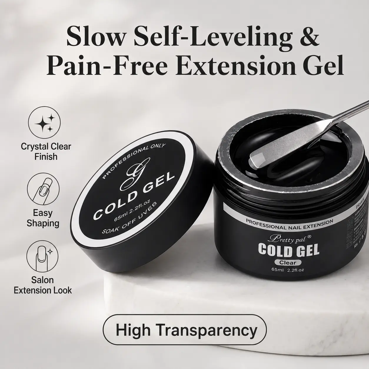 Pretty pal Cold Gel Nail Extension Gel 65ml | Slow Flow Builder Gel for Nail Lengthening