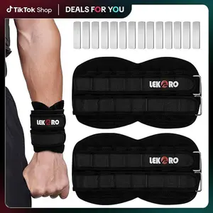 LEKÄRO Ankle Weights Wrist Weights for Men Women, 1 Pair Adjustable Removable Steel Weighted Plates Arm Leg Weights for Walking Running Pilates, Fitness Weights Sweat Wicking Belt