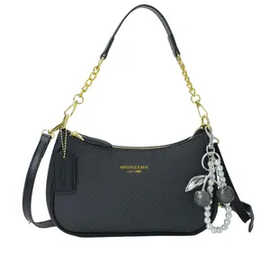 Women’s solid-color shoulder bag; fashionable, versatile crossbody bag with adjustable shoulder straps; multifunctional, high-quality everyday commuter bag; girls’ chain “dumpling” bag; elegant women’s handbag; includes a pearl cherry pendant; suitable as