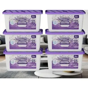 Lavender Scented Moisture Absorbers, Portable Dehumidifier for Closet Bathroom Kitchen, Humidity Absorber & Odor Eliminator, Reusable Fragrant Absorber Packs, Natural Air Freshener for Damp Spaces Box Container 3-layer safety mesh roach  away