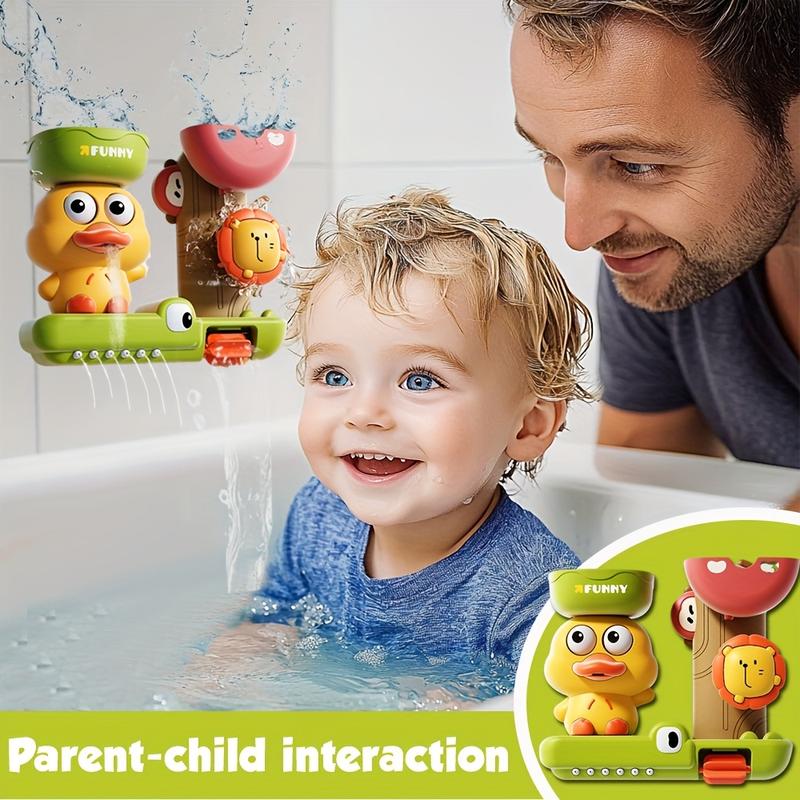 Cute Duck Design Water Toy with Spin Suction Cup - Spraying & Rotating Feature,Multifunctional Interactive Tub Toy, Kids Gift