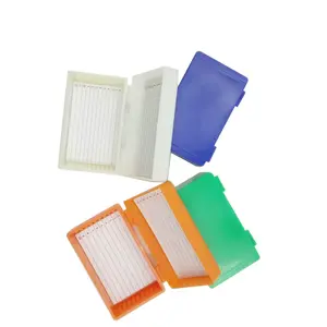 12-Place Microscope Slide Box Random Color Pack of 4