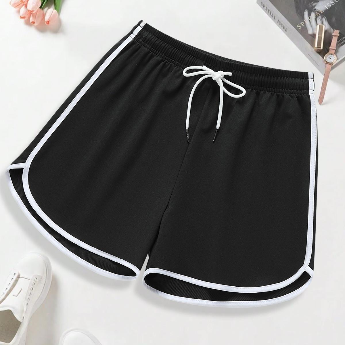 4-pack women’s summer athletic shorts, solid basic style that pairs well, soft sleep shorts for home wear, with pockets and a drawstring waist, running and yoga shorts
