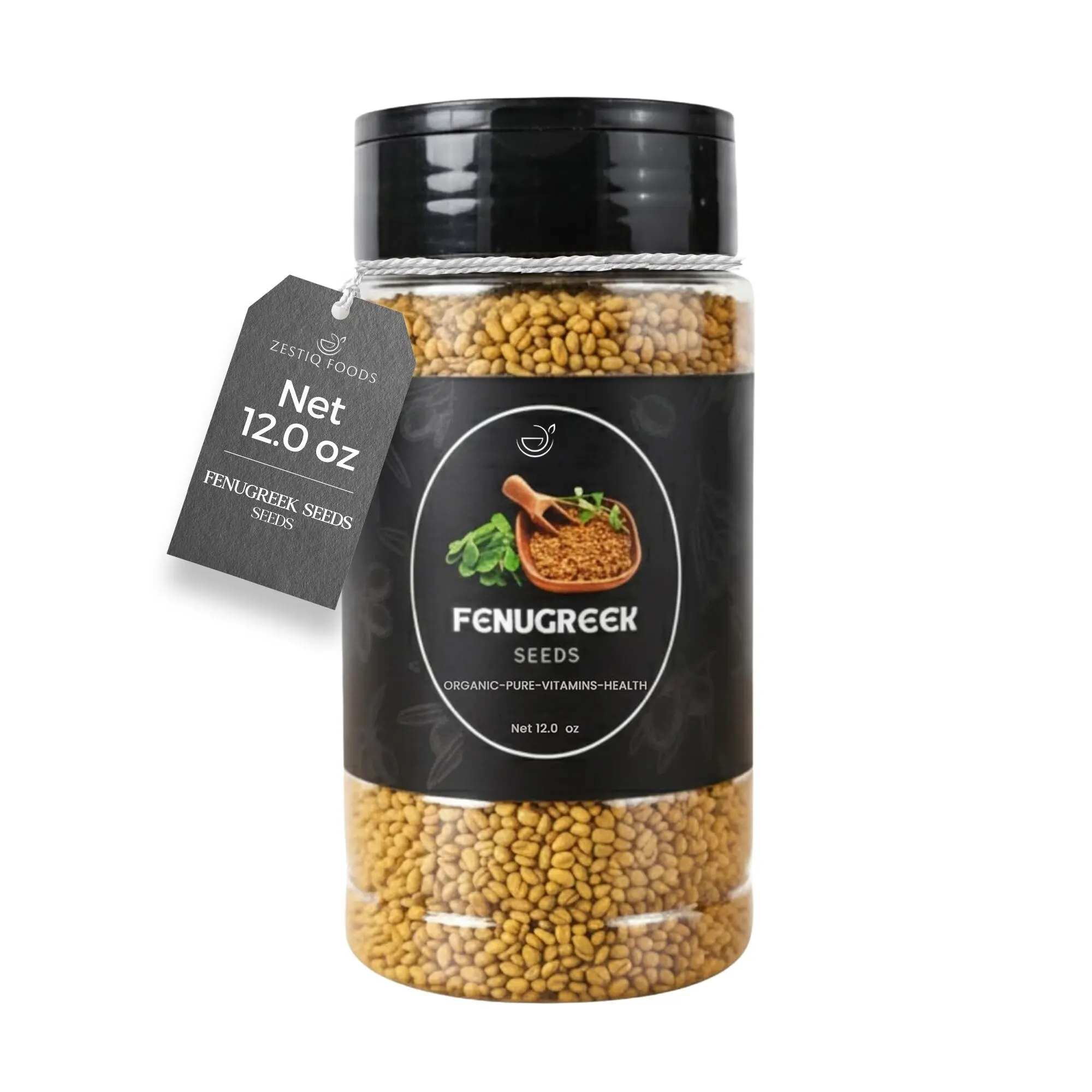 Zestiq Foods Certified Organic Fenugreek Seeds, 12 oz Jar – Whole Fenugreek Seeds for Cooking, Seasoning & Traditional Recipes