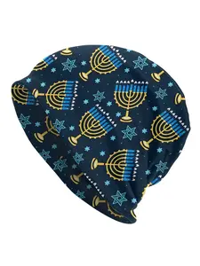 Hanukkah Menorahs Unique Design Outdoor Bonnet Hats Novelty Men's Skullies Beanies Hat Cap Hip Hop Caps For Running Dance and Climbing
