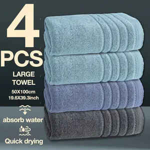 4 Pack Large Thick Face Towels 50x100cm, Super Absorbent Quick Dry, Soft No Shedding, Suitable for Home Commercial Use, Lightweight Portable, Multipurpose Reusable Towels