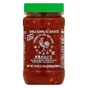 Huy Fong Chili Garlic Sauce 8 oz - Bold Flavor Simple Ingredients Thick Chunky Texture Sugar Free Vegan Gluten Free Kosher