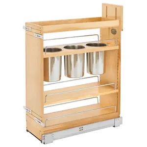 Rev-A-Shelf 8" Pull Out Kitchen Cabinet Organizer w/Utensil Holder, 448UT-BCSC8C