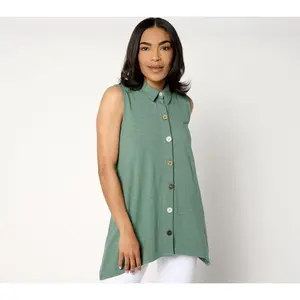 Denim & Co. Adaptive Texture-Knit Sharkbite Hem Tunic
