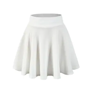 Women's casual flared mini skater skirt, polyester 95% spandex 5% knit fabric, solid color short length with A-line hem, spring/summer fashion, casual wear | simple black skirt | knit texture, mini skirt