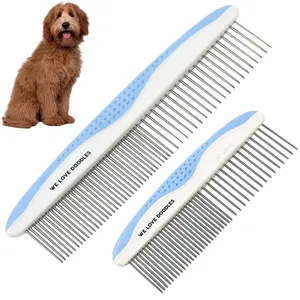 Metal Dog Comb, Dog Combs for Grooming Matting, Doodle Brush, Dematting Comb for Dogs, Dog Grooming Tools, Pet Comb, Metal Dog Grooming Comb, Dog Detangler Brush, Dog Dematting Tools, 2 Pack