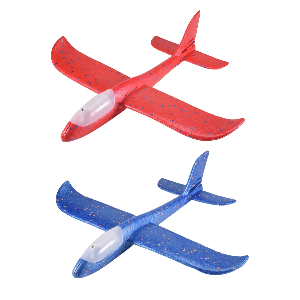 2-Pack Battery-Powered EPP Foam LED Throwing Glider Airplane Toys - 48cm, LED Flash Light, Glider Mode, Reversal Mode, Party Supplies, Parent-Child Outdoor Activity Favors for 3-4 Years Old Night Flight Enthusiasts