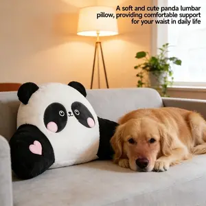 2026 New Panda Plush Lumbar Pillow Cute and Design, Soft Cloud Touch with Heart Decor, Comfy Cushion for Office Sofa Car Use, Waist Back Cushion