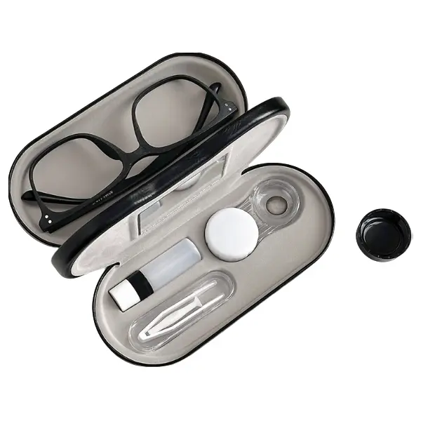2 in 1 Glasses & Contact Lens Case Multifunctional Contact Lens Travel Kit with Tools Portable Storage Box for Travel Outdoor Daily Use