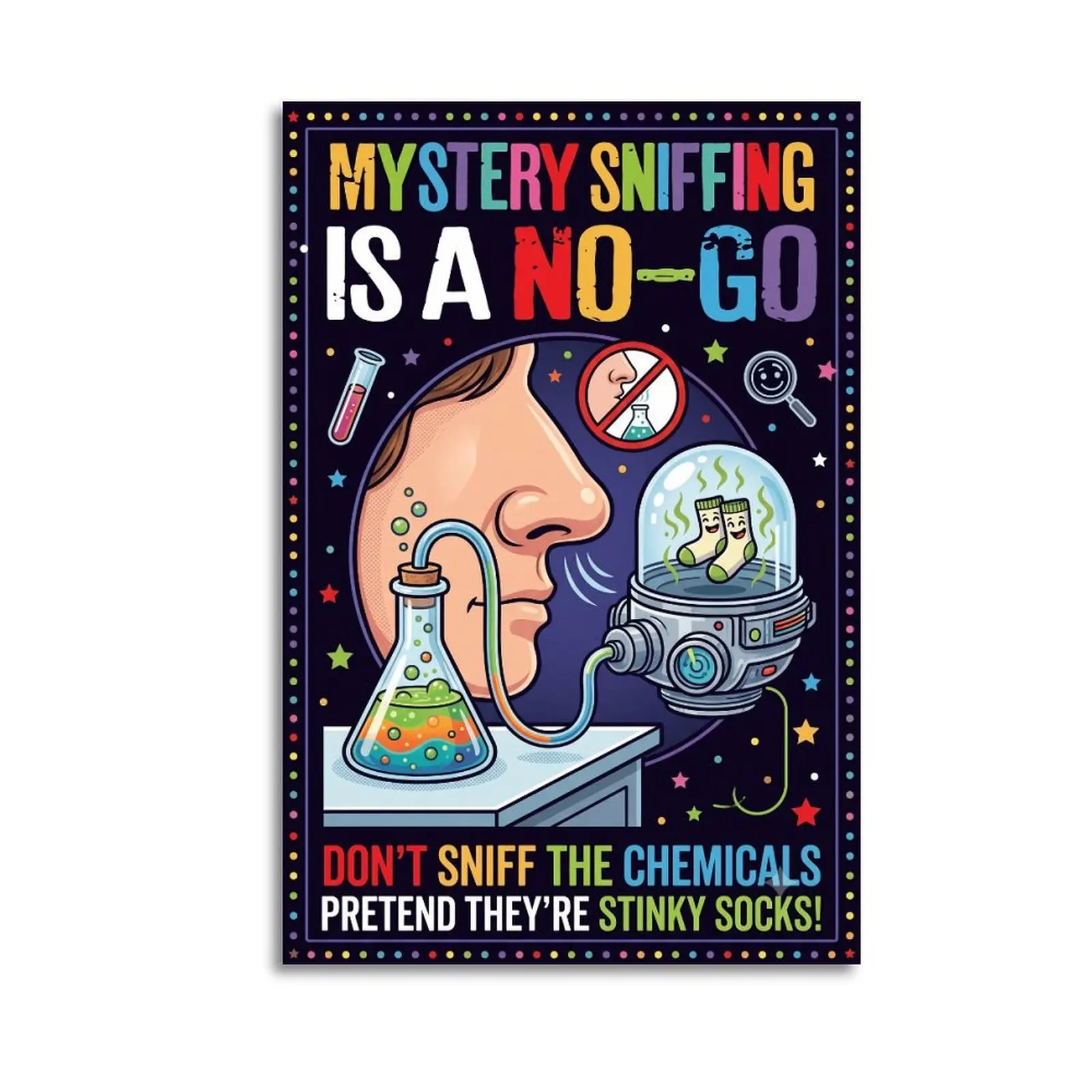 Mystery Sniffing Is A No Go Poster Funny Science Lab Safety Rules Sign Chemistry Biology Teacher Gift Classroom Wall Decor Educational CanvasDecorative Posters.Art Prints.