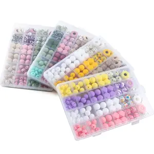 136pcs/box DIY Bead Set & Accessories, Includes Silicone Hexagon Beads/round Beads/sunflower Beads, Perfect for Jewelry Bracelets Necklaces Keychains Handmade Crafts