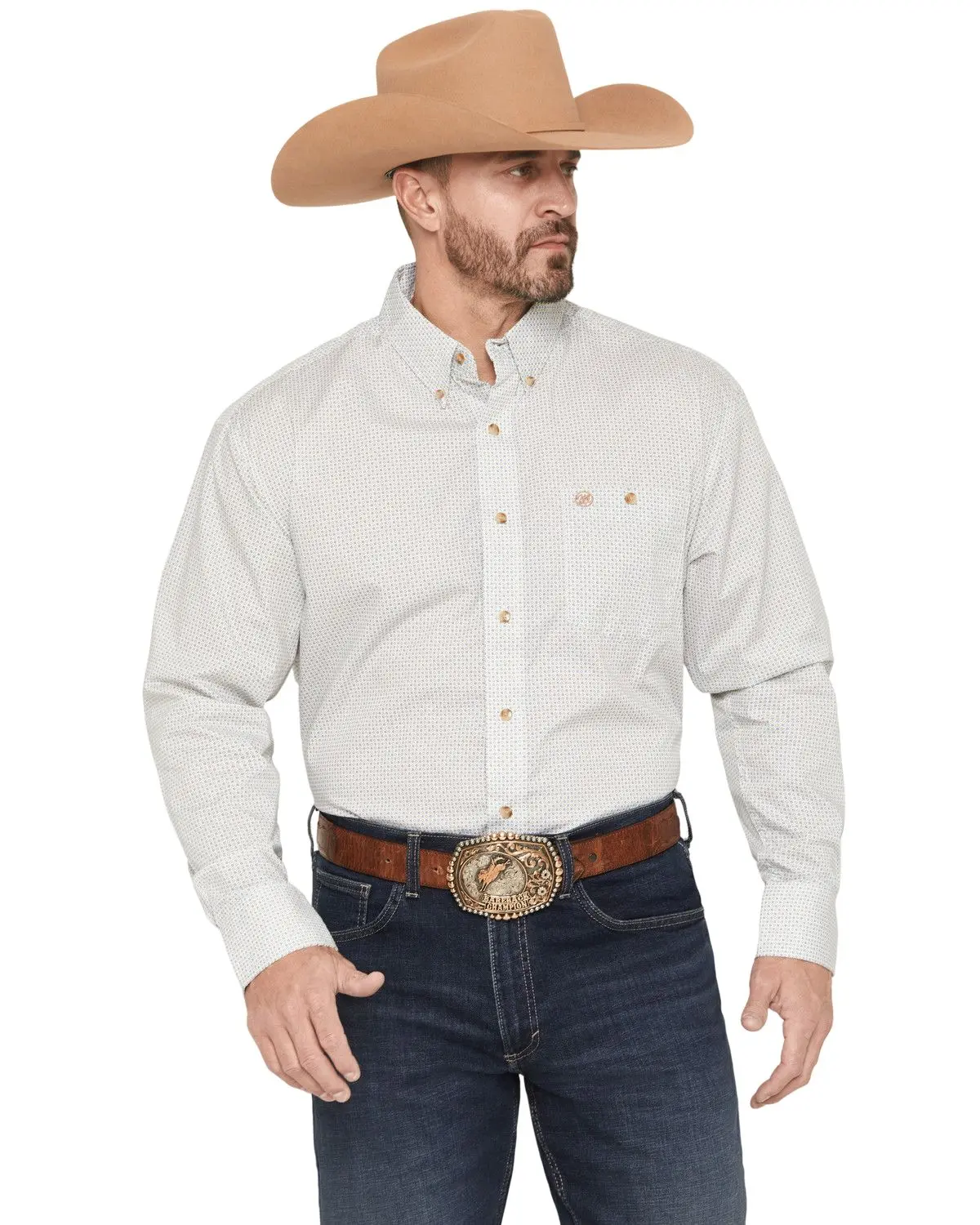 Wrangler Men's Men'S Classics Geo Print Long Sleeve Button-Down Western - 112374625